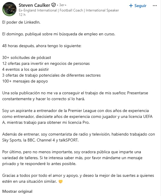 El otro posteo del ex futbolista