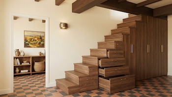 El truco de las escaleras con almacenamiento oculto: cómo ganar metros útiles en casas pequeñas