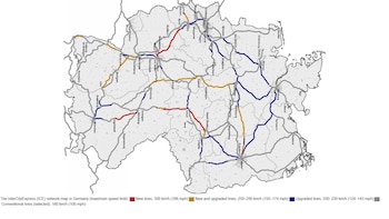 La red del InterCity Express, la alta velocidad ferroviaria alemana (Wikimedia Commons)