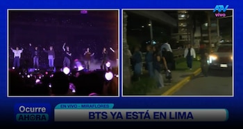 BTS en Lima: ARMY toma los alrededores del hotel y espera con emoción la salida del grupo. Captura: ATV Noticias.