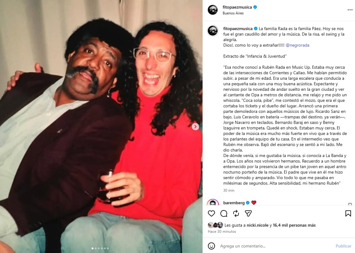 Fito eligió una foto de los inicios de su carrera