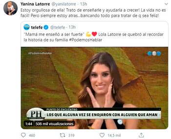 El mensaje de Yanina Latorre