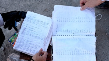 Parte de los apuntes hallados