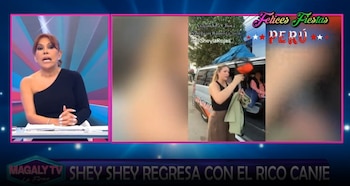 Magaly Medina reacciona al regreso de Sheyla Rojas y sorprende con comentario sobre sus canjes. Captura: Magaly TV La Firme.