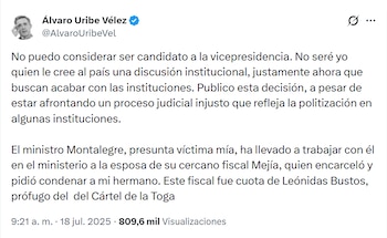 El expresidente Álvaro Uribe destacó