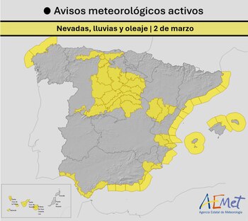 Mapa de avisos por lluvias,