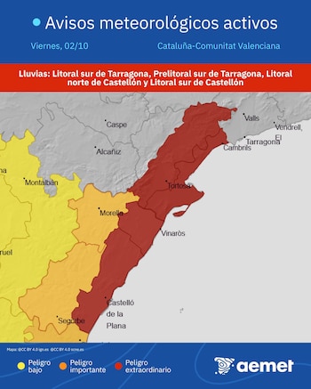 Lluvias en Tarragona y Castellón.