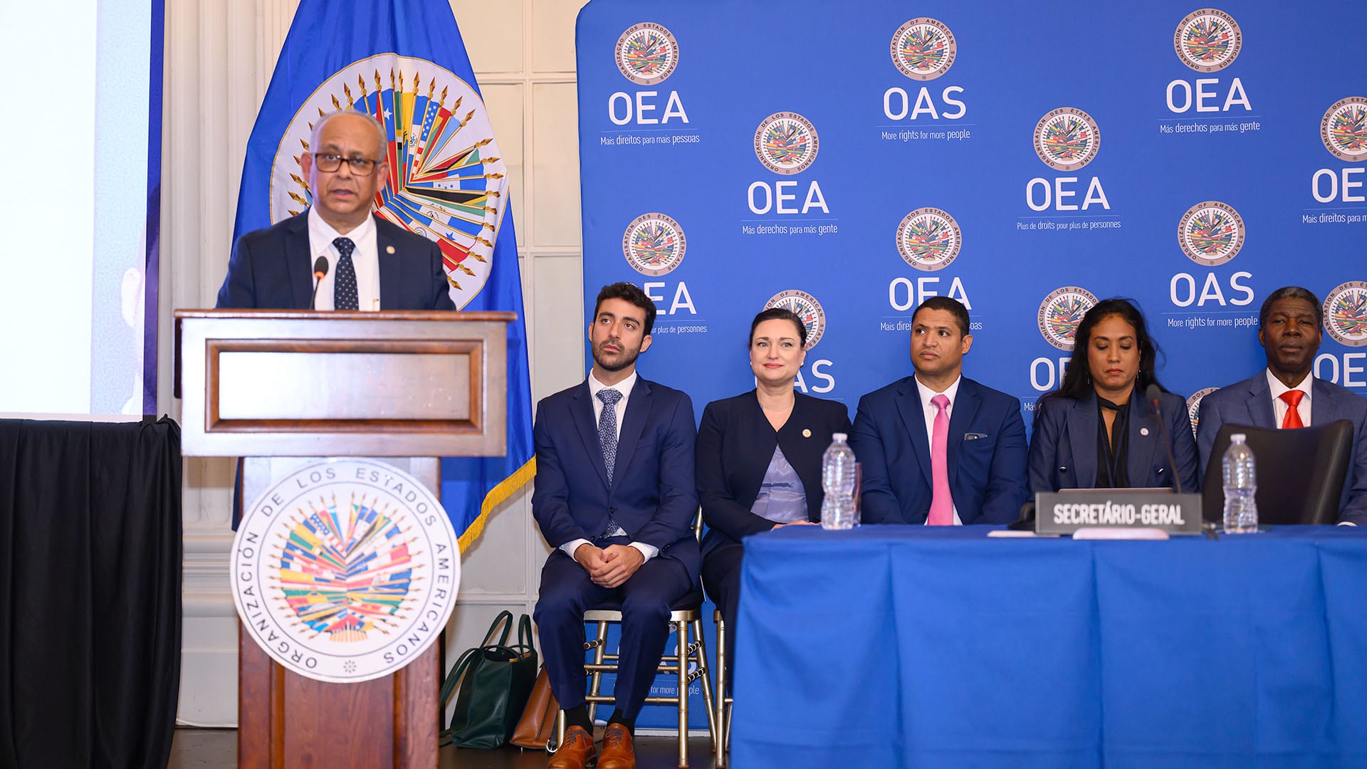 Alberto Ramdin, secretario General de la OEA, durante su primer discurso en el foro regional, (Washington, Estados Unidos)