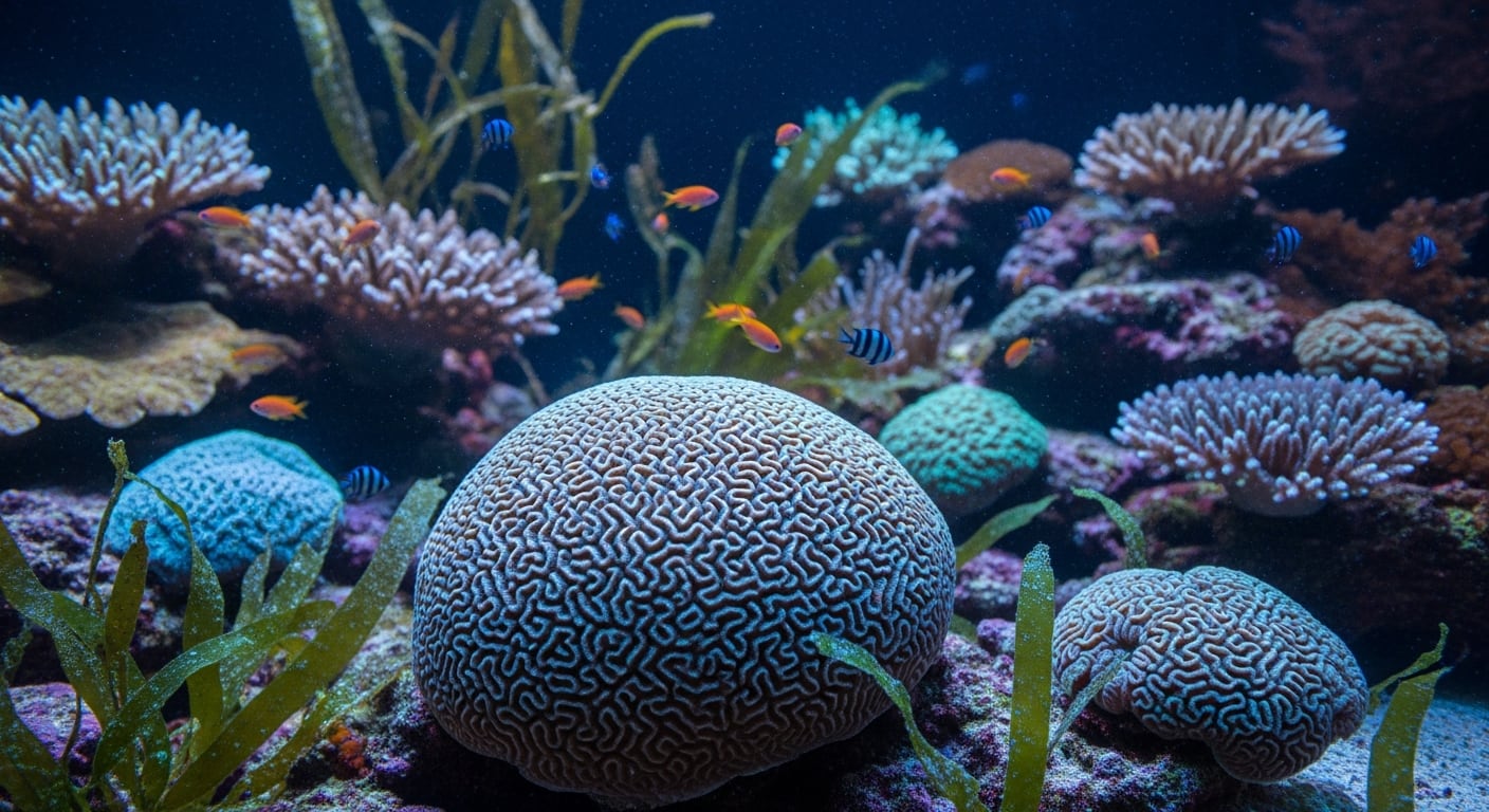 El coral cerebro Pseudodiploria strigosa experimenta un estado de descanso nocturno durante un tercio del día, regulado por su ritmo circadiano (Imagen Ilustrativa Infobae)