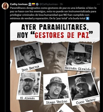 Cathy Juvinao aseguró que los