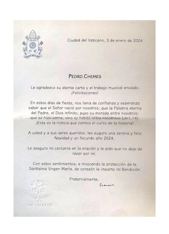 La carta enviada por el