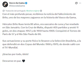 Brito defendió la camiseta de la Selección Brasileña durante ocho años, entre 1964 y 1972, y participó en dos Copas del Mundo, las de Inglaterra 1966 y México 1970