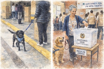 Solo los perros de asistencia para personas con discapacidad pueden ingresar hasta el interior del cubículo electoral, conforme al artículo 16 de la Ley 163 de 1994 - crédito Imagen Ilustrativa Infobae