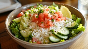Ensalada de arroz fría. (Imagen