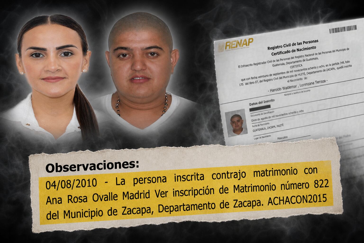 Un certificado emitido por el Registro Nacional de las Personas de Guatemala acredita el matrimonio entre Haroldo Waldemar Lorenzana Terraza y Ana Rosa Ovalle Madrid. (Imagen Ilustrativa Infobae)