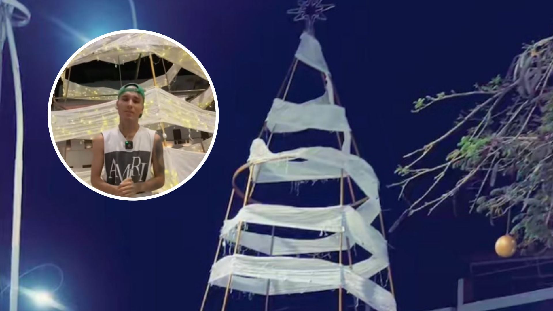 Un influencer fue detenido luego de dañar el árbol de Navidad .Foto: Roger García (Twitter) / Prensa Enlace Informativo