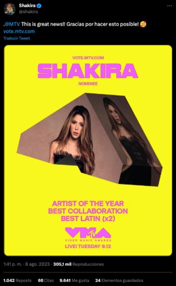 Shakira compartió con sus seguidores