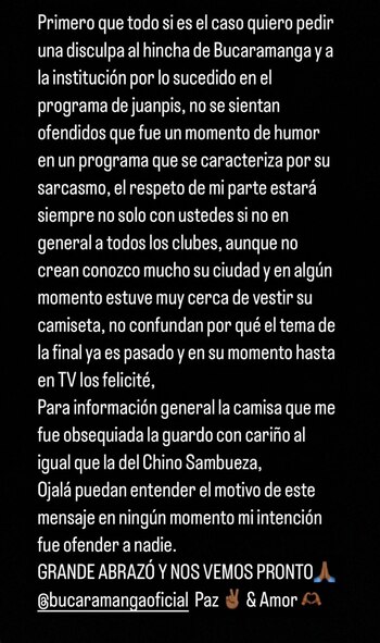 Así fue el mensaje que publicó el goleador de Independiente Santa Fe a través de su cuenta de Instagram - crédito @rodallega20 / Instagram