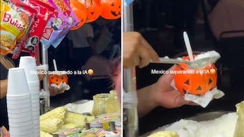 Vendedora mexicana se vuelve viral por vender esquites en calabacitas de Halloween: los bautizan como “calabaesquites”