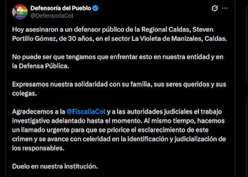 Defensoría del Pueblo - crédito @DefensoriaCol/X