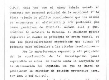 El pedido original para liberarlo.