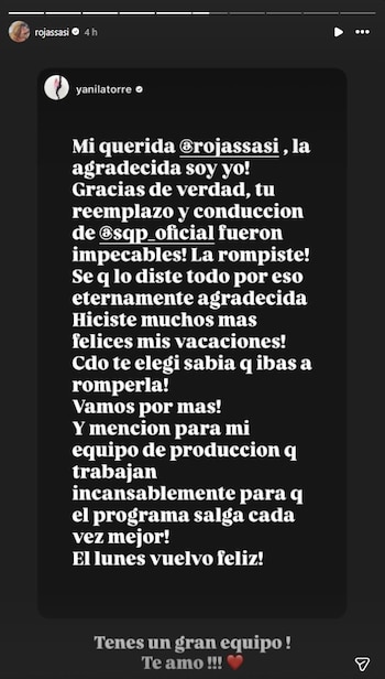 Las palabras de Yanina a