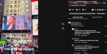 Pamela López recibe emotivo homenaje en Times Square y sus seguidoras sorprenden al revelar cuánto invirtieron. captura: Tiktok.