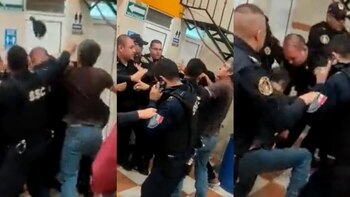 Pelea entre comensal y policías