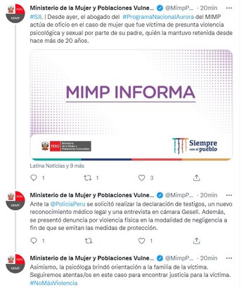 Comunicado del Ministerio de la Mujer