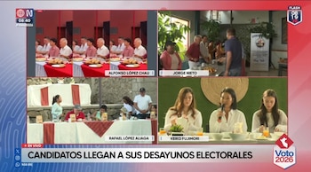 Candidatos en sus desayunos electorales. América TV