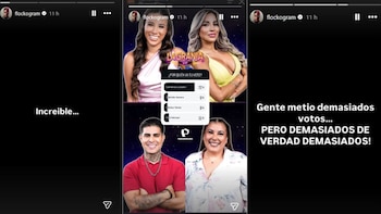Capturas de pantalla de Instagram que muestran un texto "Increíble", un cartel de "La Granja VIP" con resultados de votación y texto sobre la cantidad de votos