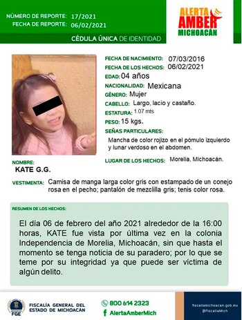 Kate “G” fue presuntamente raptada