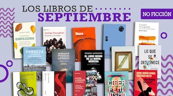 Colección de portadas de libros en español dispuestas bajo el título Los libros de septiembre No ficción sobre un fondo gráfico