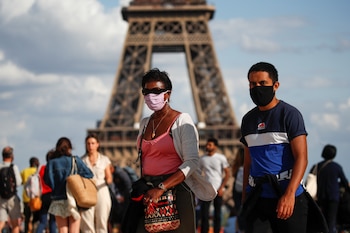 People wearing protective face masks