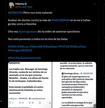 Publicaciones en redes sociales sobre