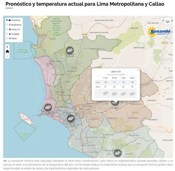 Pronóstico de temperatura de Senamhi