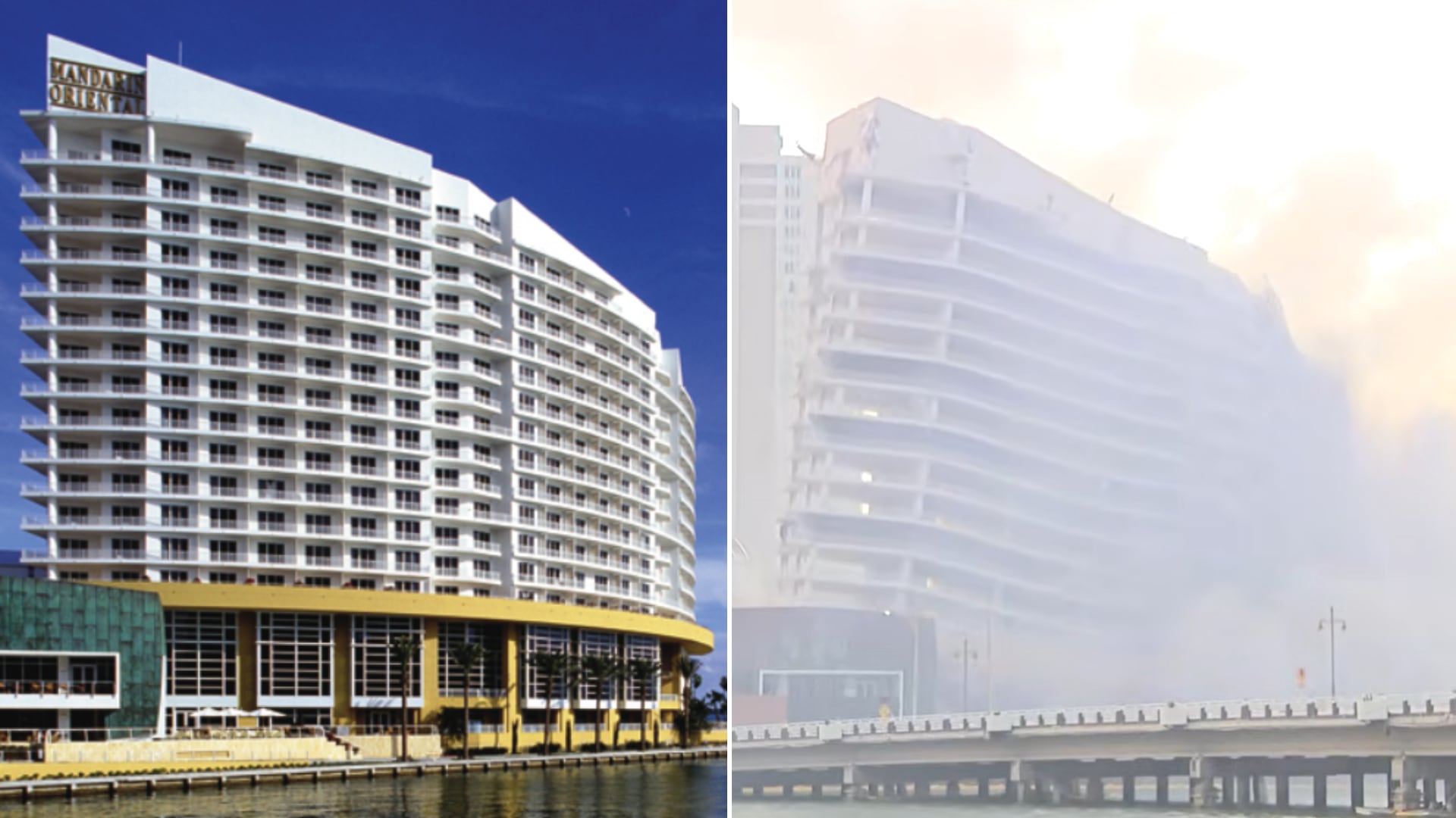 La demolición del hotel Mandarin Oriental en Brickell Key marcó un hito arquitectónico y sorprendió a los residentes de Miami (Miami Beach/WPLG Local 10)