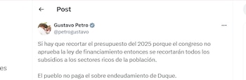 El presidente Gustavo Petro fue claro en sus advertencias, respondiendo directamente a las declaraciones del senador Efraín Cepeda - crédito @petrogustavo/X