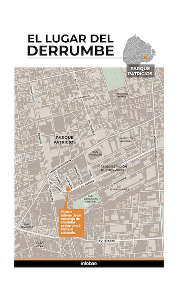 El lugar del derrumbe del