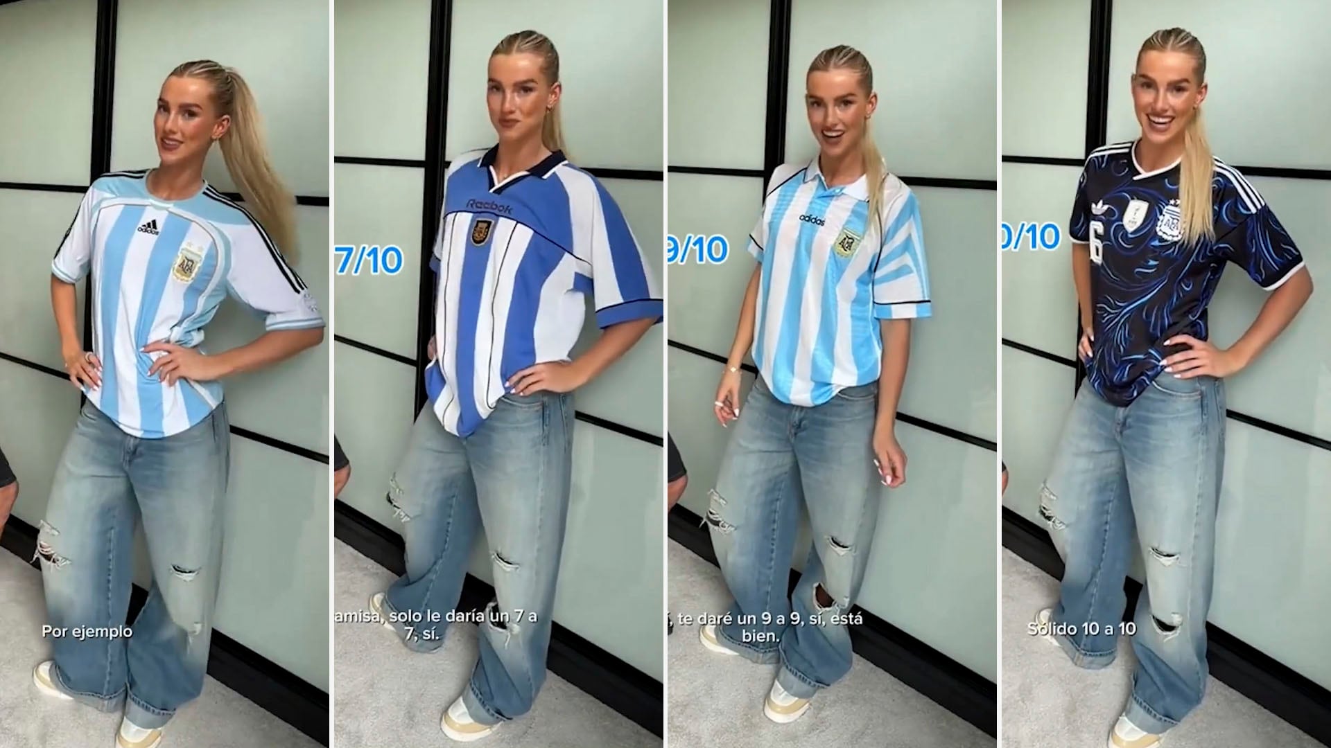 Novia de Senesi con camisetas de Argentina