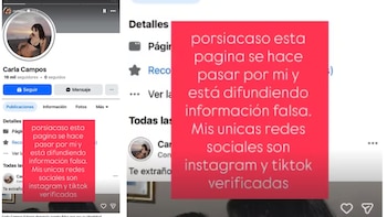La influencer mostró una página de Facebook y aseguró que difunde información falsa, luego de la cancelación de su boda con Víctor Caballero
