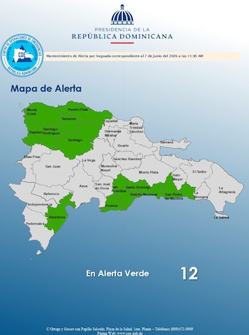 El COE levantó la alerta amarilla en República Dominicana tras la disminución de las lluvias, aunque mantiene la vigilancia por una vaguada y condiciones inestables. (Foto cortesía COE)