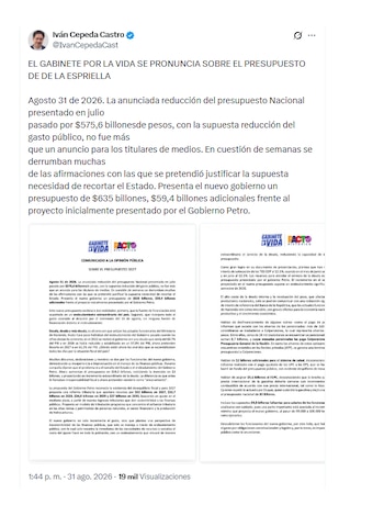 Gabinete alterno se pronunció sobre el presupuesto de Abelardo de la Espriella