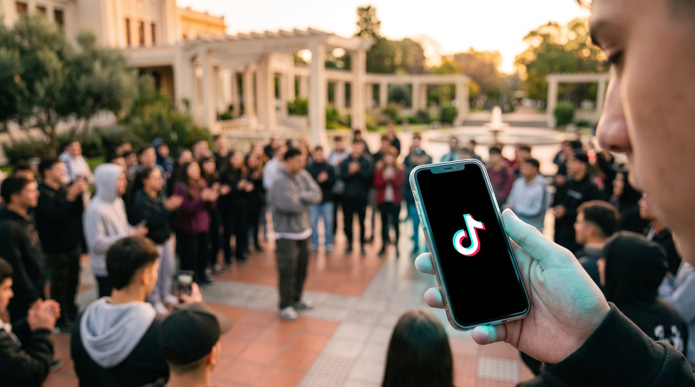 Un teléfono con la plataforma TikTok ilustra el vínculo entre la actividad digital y la congregación de jóvenes en espacios públicos. (Imagen Ilustrativa Infobae)