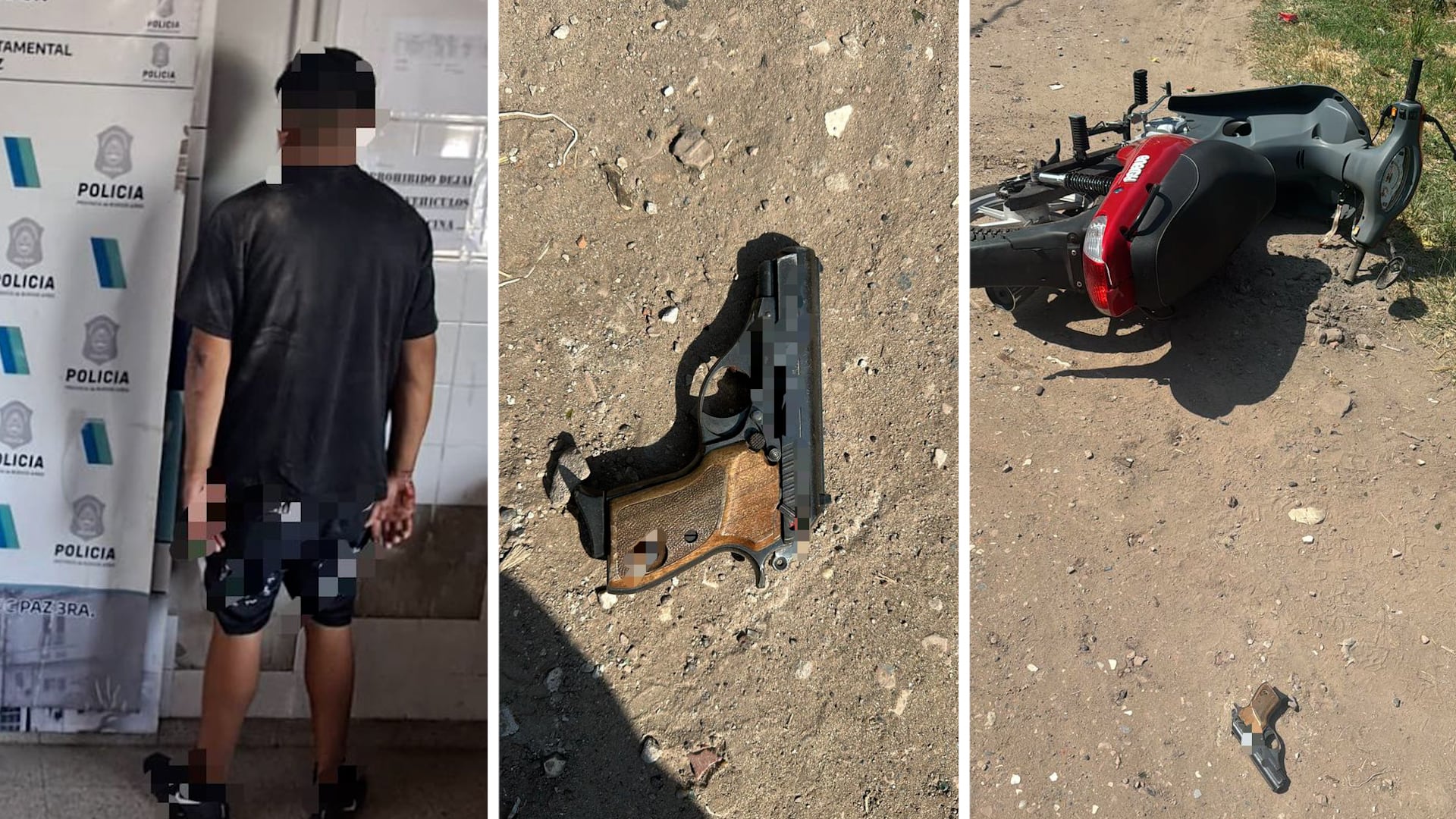 A unas 20 cuadras, la Policía detuvo a los sospechosos y secuestró la moto robada y el arma que habría sido utilizada en el ataque.