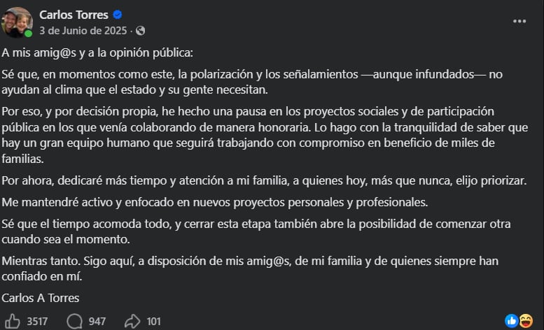 (Facebook: Carlos Torres)
