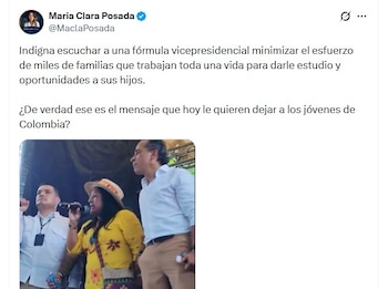 La senadora María Clara Posada cuestionó duramente las declaraciones de Aida Quilcué en Casanare - crédito @MaclaPosada/X