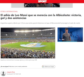 Los medios del mundo reflejaron la despedida de Messi de la selección argentina