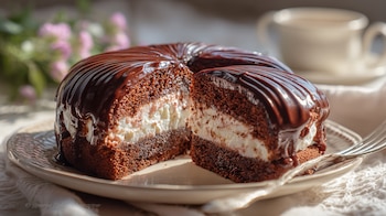 Pastel pingüino, chocolate, relleno cremoso, postre clásico, repostería casera. - (Imagen Ilustrativa Infobae)