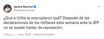 La congresista Sandra Ramírez recuerda